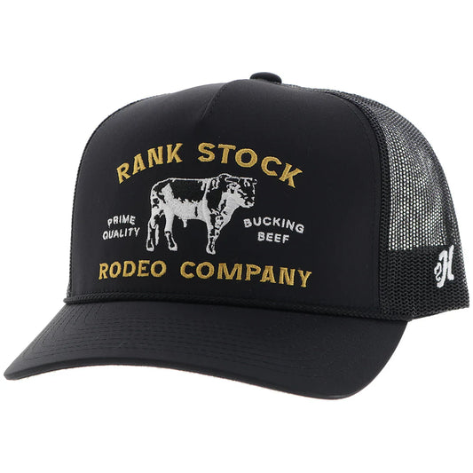 Hooey Ball Cap "Rank Stock Rodeo Company" Black with Embroidered Logo
