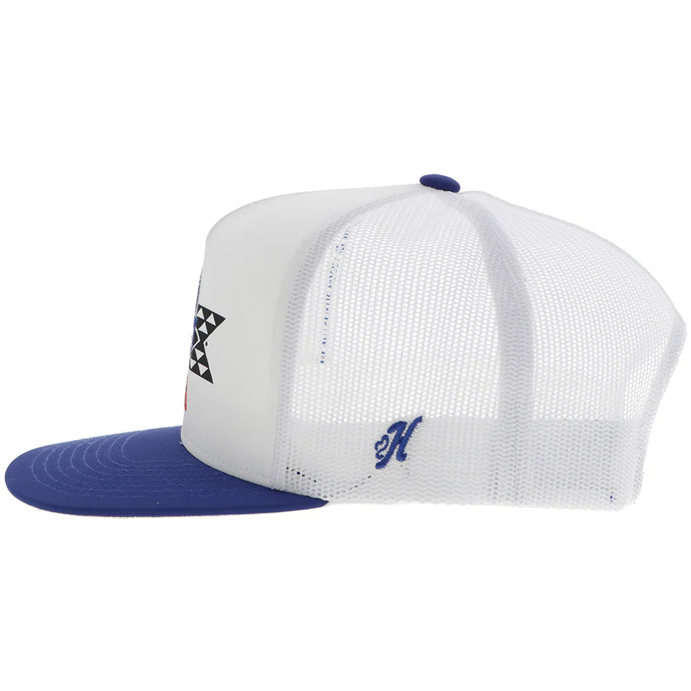 Hooey Ball Cap "Pabst Blue Ribbon" Hat White with Blue and Red Patch