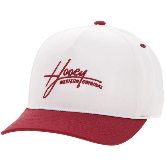 Hooey Ball Cap "Mark Out" Hat White and Maroon