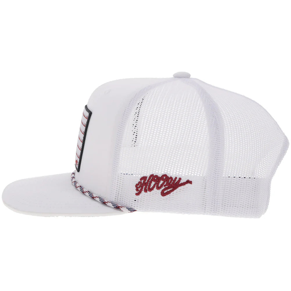 Hooey Ball Cap "Liberty Roper" White with White Flag Patch