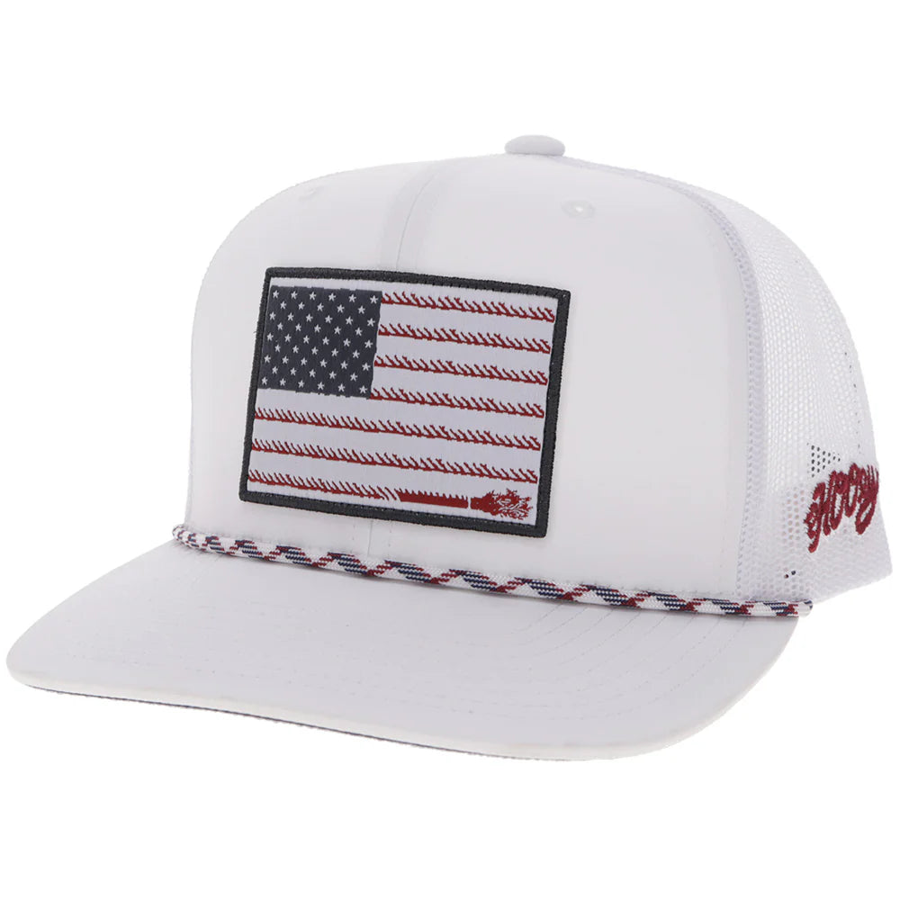 Hooey Ball Cap "Liberty Roper" White with White Flag Patch