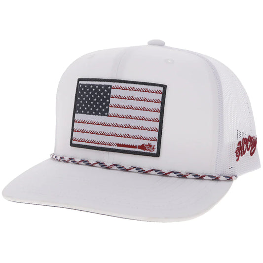 Hooey Ball Cap "Liberty Roper" White with White Flag Patch