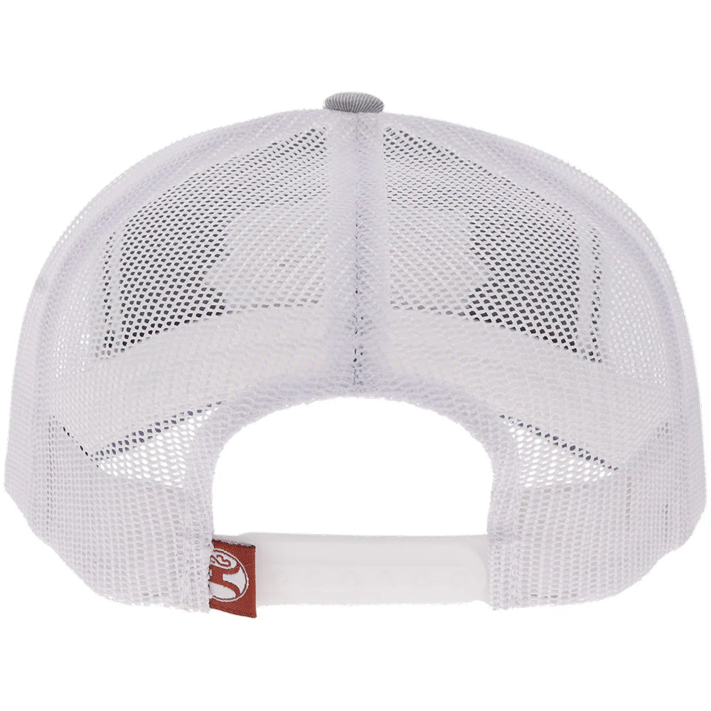 Hooey Ball Cap "Diamond" Grey and White with White, Black and Red Patch