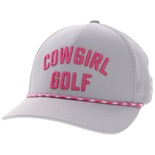 Hooey Ball Cap "Cowgirl Golf" Grey with Pink Stitching