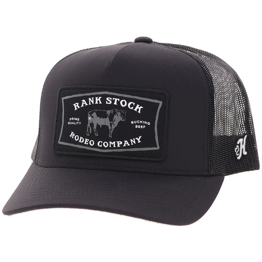 Hooey Ball Cap "Rank Stock Rodeo Company" Black with Black and White Patch