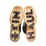 Tin Haul Women's Brown Aztec Print with Teal Shaft & Square Toe Boots