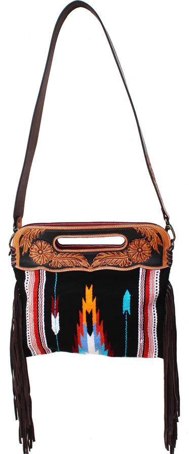 Challenger Western Handwoven Black Wool Rodeo Cowgirl Purse Shoulder Handbag
