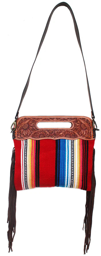 Challenger Western Handwoven Red Wool Rodeo Cowgirl Purse Shoulder Handbag