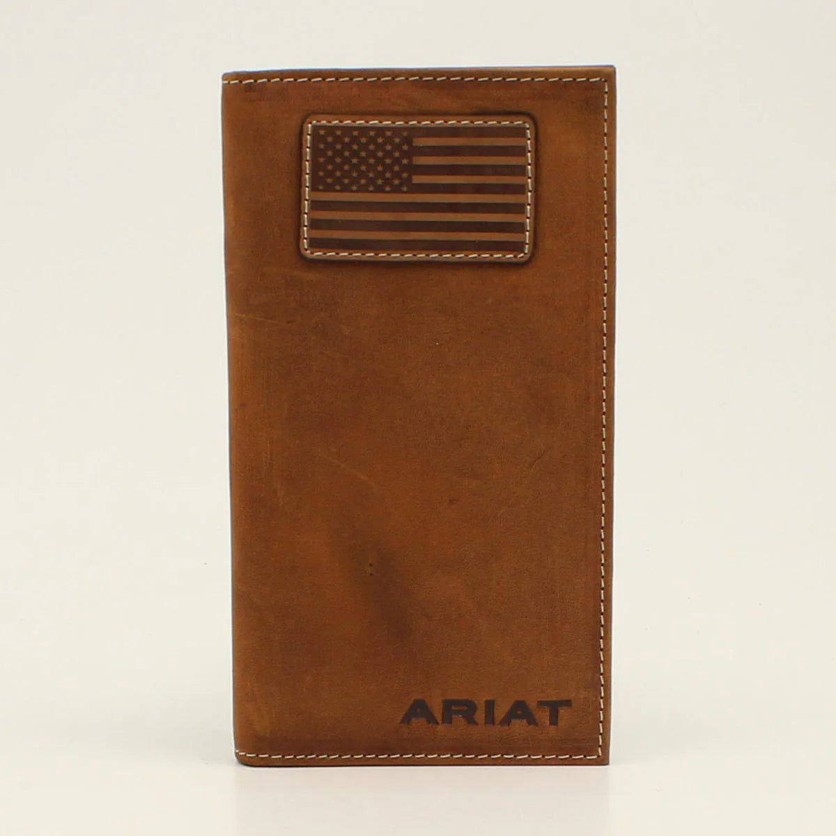 Ariat Brown Rodeo Wallet with Flag Patch Logo