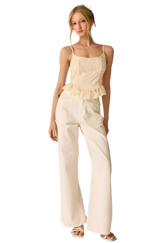 Papermoon - Hannah Lace Ruffled Top Cream