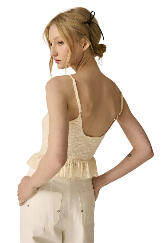 Papermoon - Hannah Lace Ruffled Top Cream