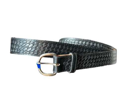 3-D Belts - Black Basket Weave Belt