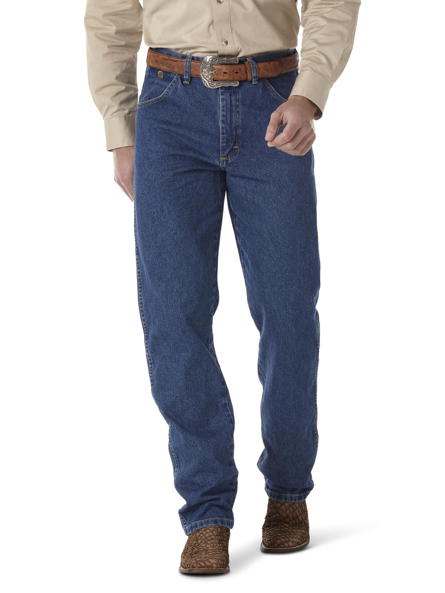 Wrangler Men's George Strait Relaxed Fit Heavyweight Stone Denim Jeans