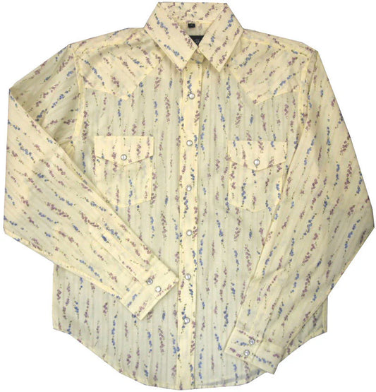 White Horse Women's Long Sleeve Shirt - Floral Print in Ecru & Pink