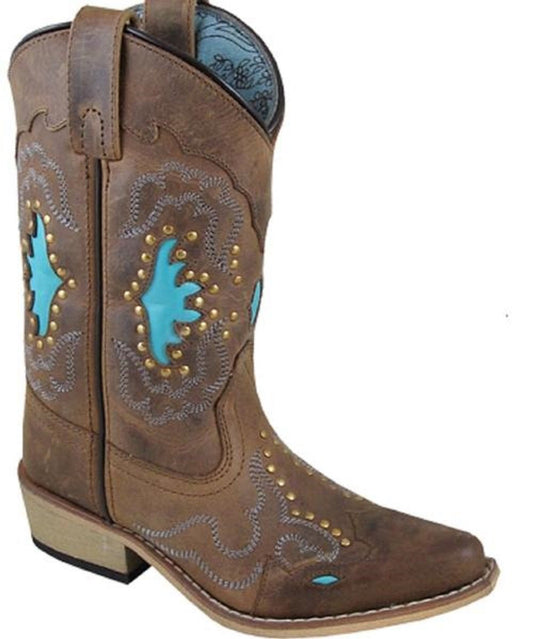 Smoky Mountain Children's Moon Bay Snip Toe Boot Distressed Brown/Turquoise