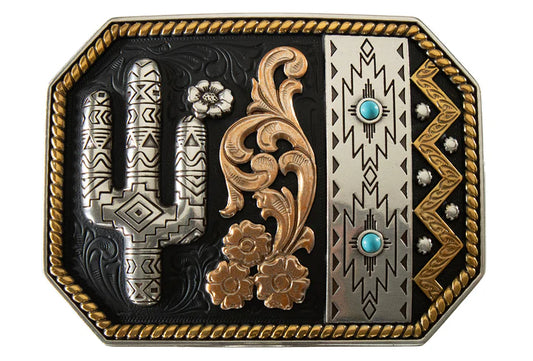 Blazin Roxx Ladies Cactus Turquoise Multi Finish Buckle