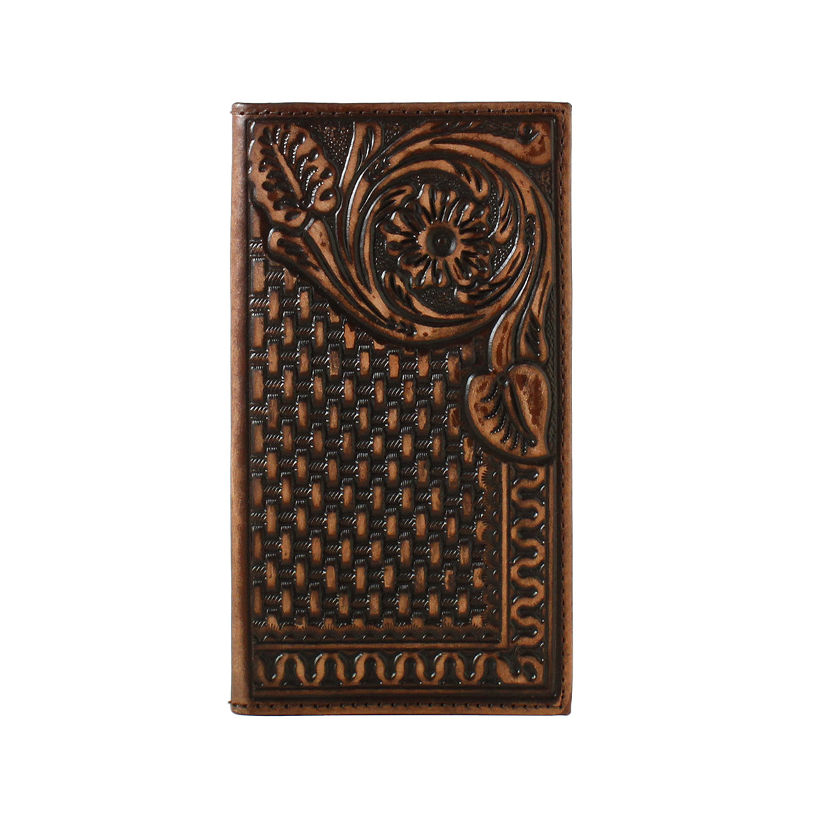 3-D Belts Wallet - Rodeo Brown Floral Basket Weave