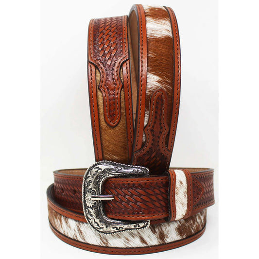 Challenger Western  1-1/2" Wide Antique Floral Tooled Full-Grain Leather Belt