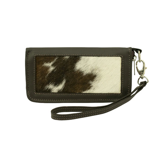 American West Cowtown Zip-Around Wallet w/ Hair-On Hide