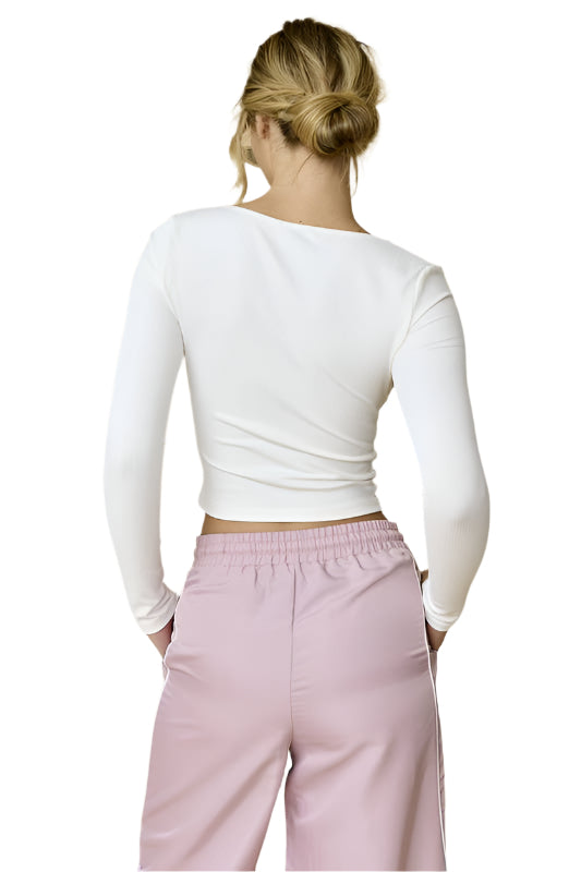 Papermoon - Emma Slim Fit Sculpt Knit Top White