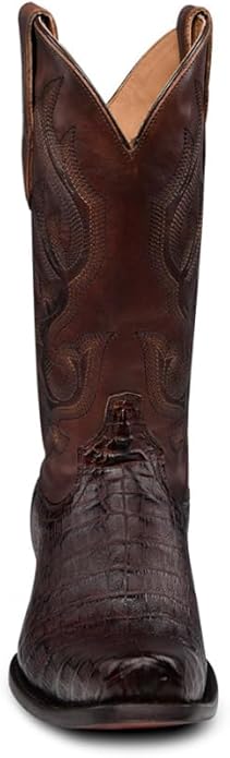 Corral Men's Brown Caiman Embroidery Narrow Square Toe