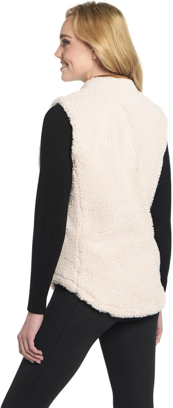 Cripple Creek Women's Cream Faux Shearling Zip Front Vest