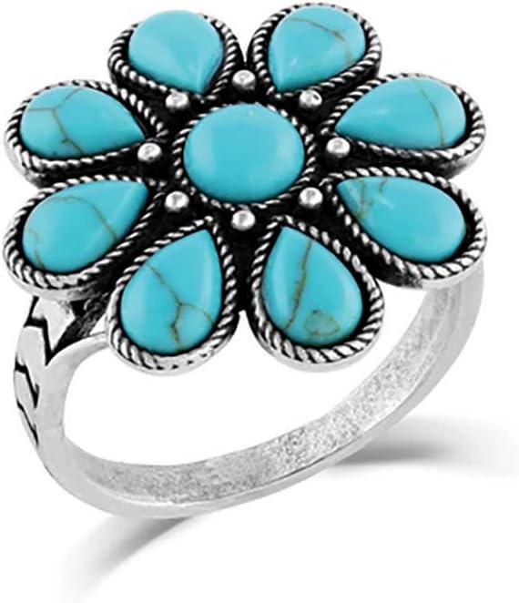 Montana Silversmith Blue Sunflower Turquoise Ring - Size 7