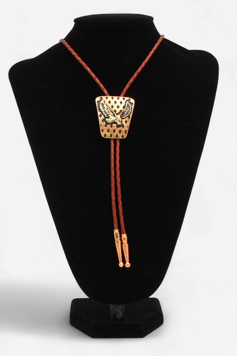 Crumrine Two Tone Copper Eagle Red Bolo Tie