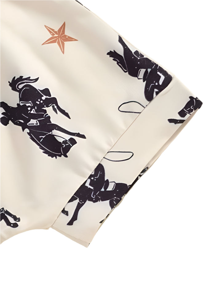 UNISHE - Western Print Baby Tops and Shorts 2pcs Set