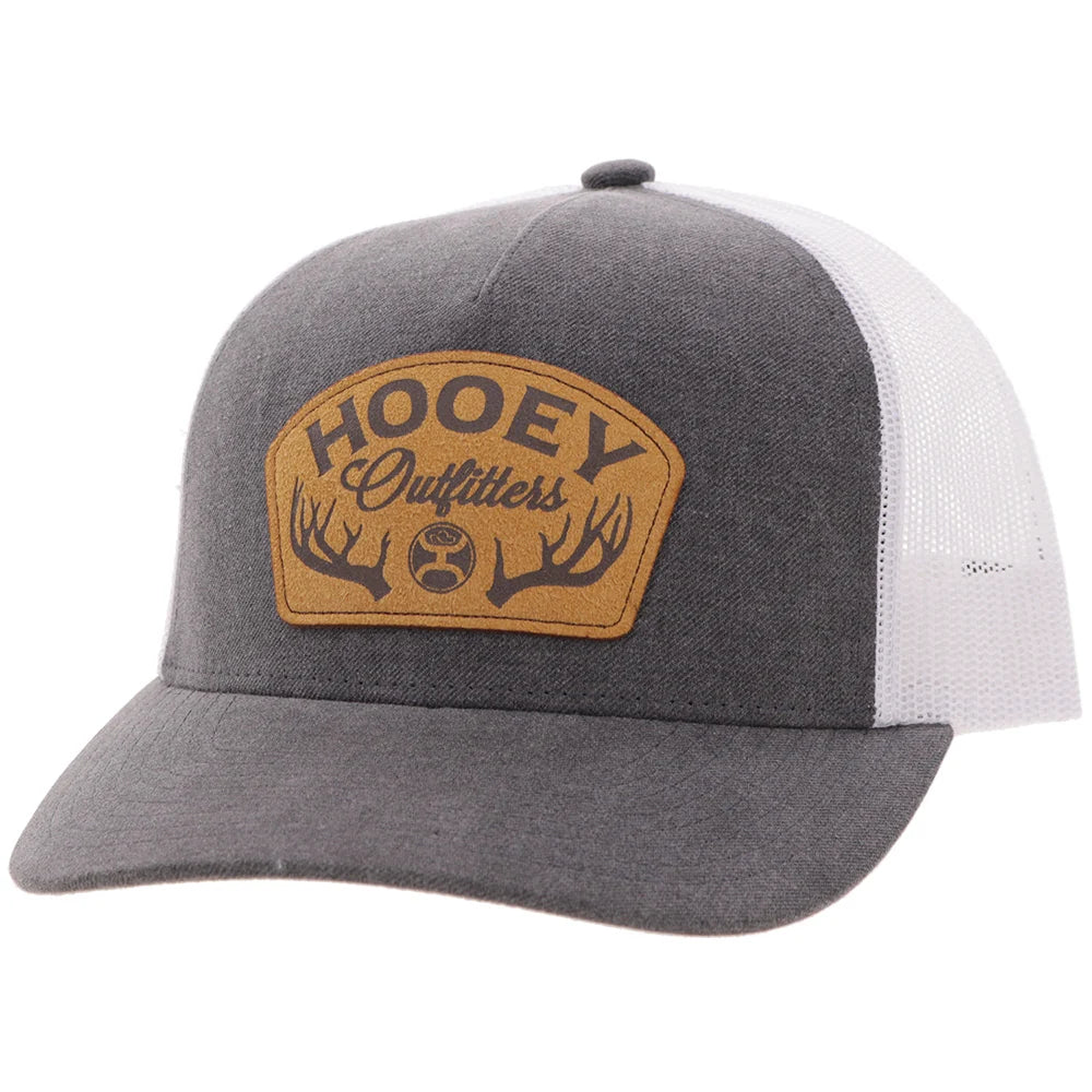 Hooey Ball Cap "Outfitters" Hat Black and White with Brown Patch