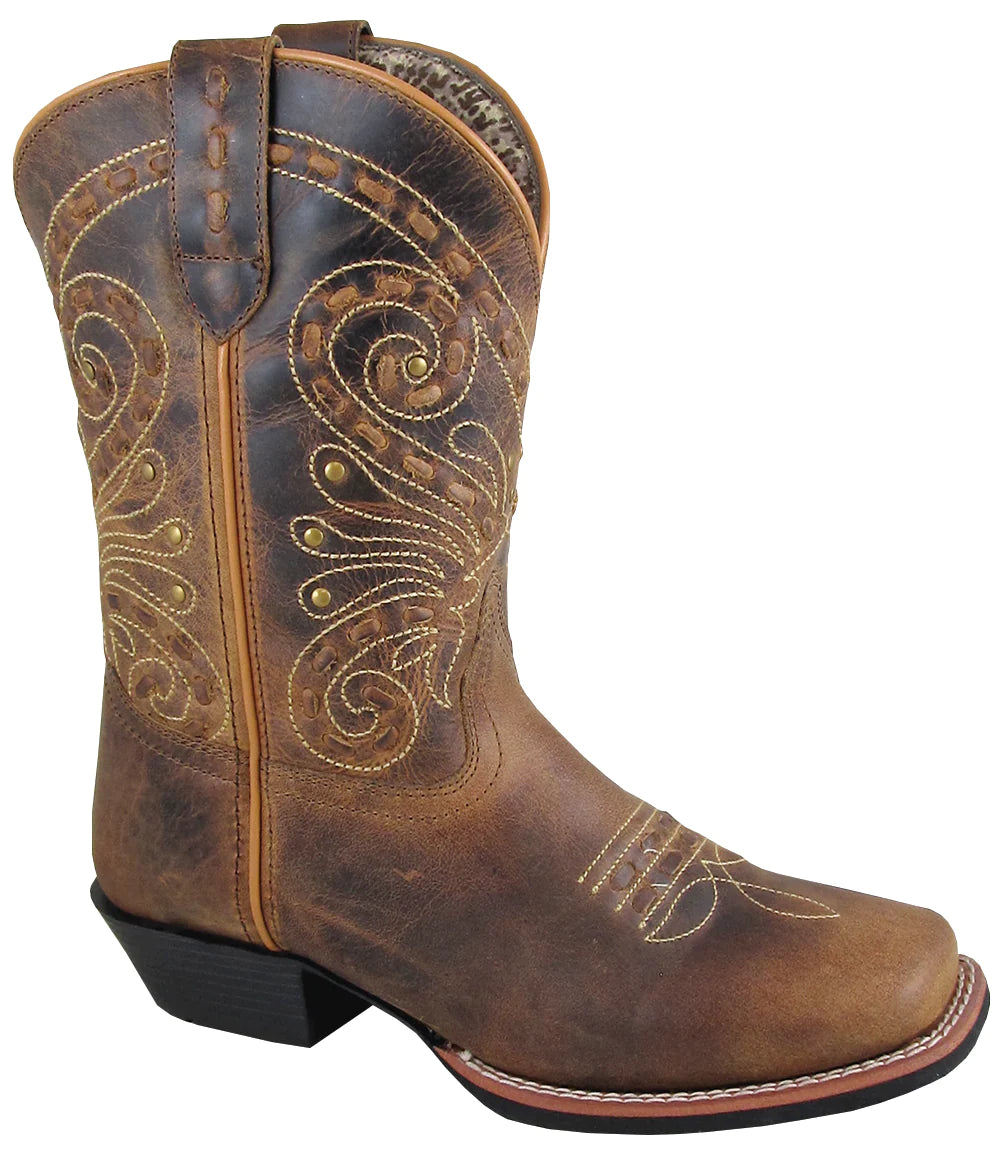 Smoky Mountain Women's Shelby Brown Waxed Distress Boots with Square Toe