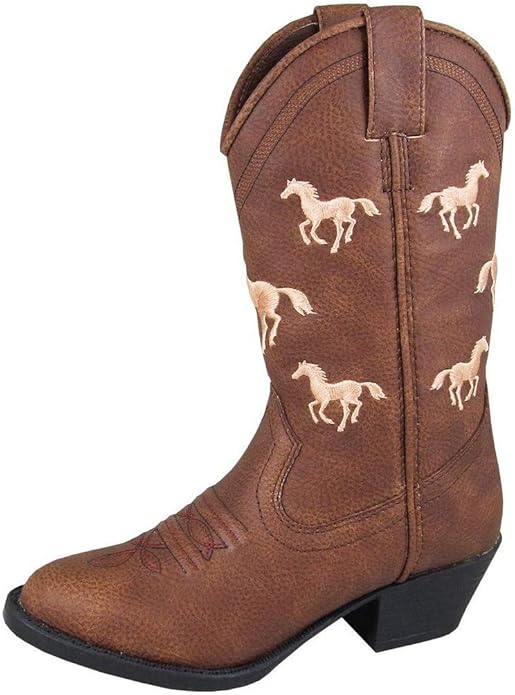 Smoky Mountain Girl's Rustler Brown Cowboy with Embroidered Horses