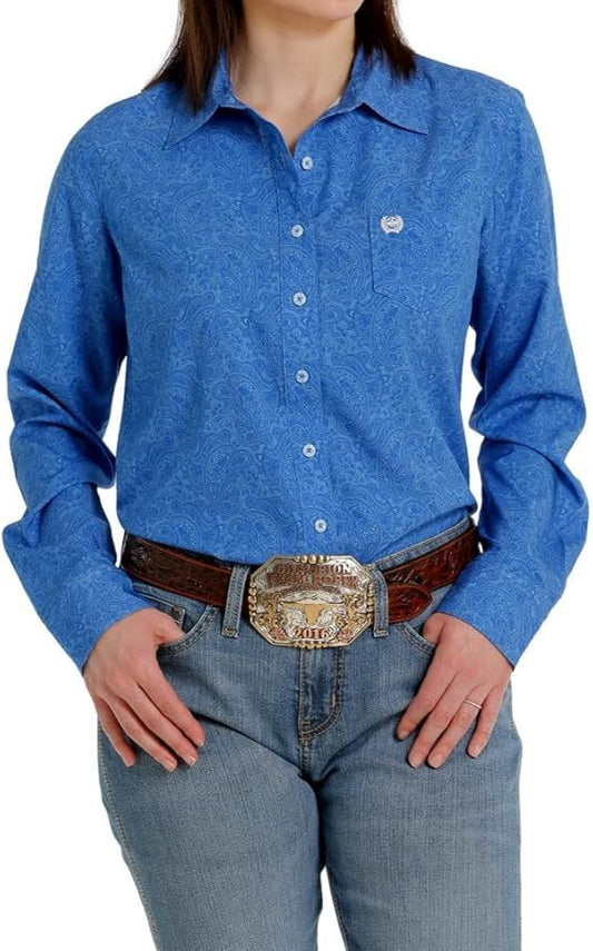 Cinch Women's Long Sleeve Blue Paisley Arenaflex Shirt