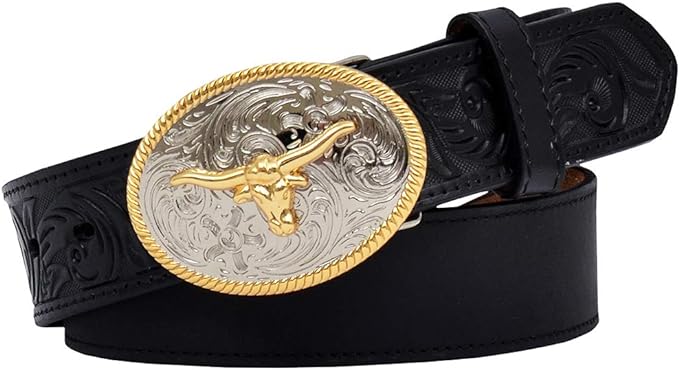 3-D Belts Children's Basic Longhorn Leather 1 1/4" with Bull Buckle