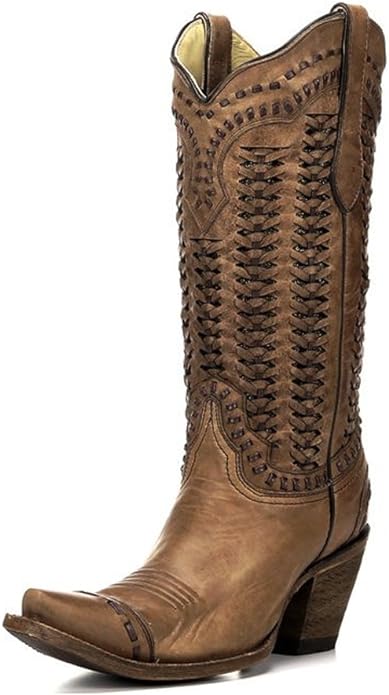 Corral Women's Braided Shaft Brown Western Boots