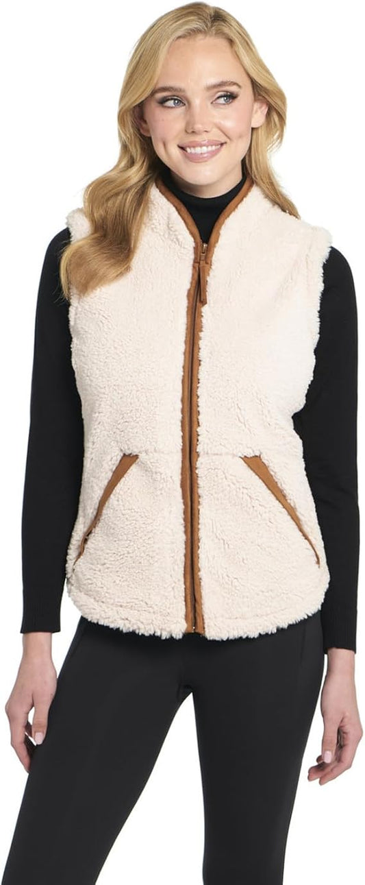 Cripple Creek Women's Cream Faux Shearling Zip Front Vest