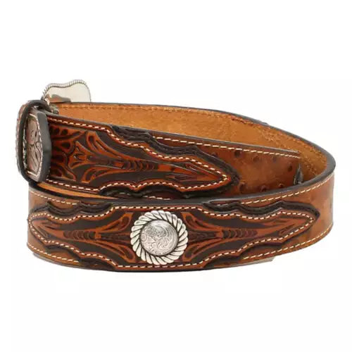 Ariat Men's Ostrich Print Concho Belt