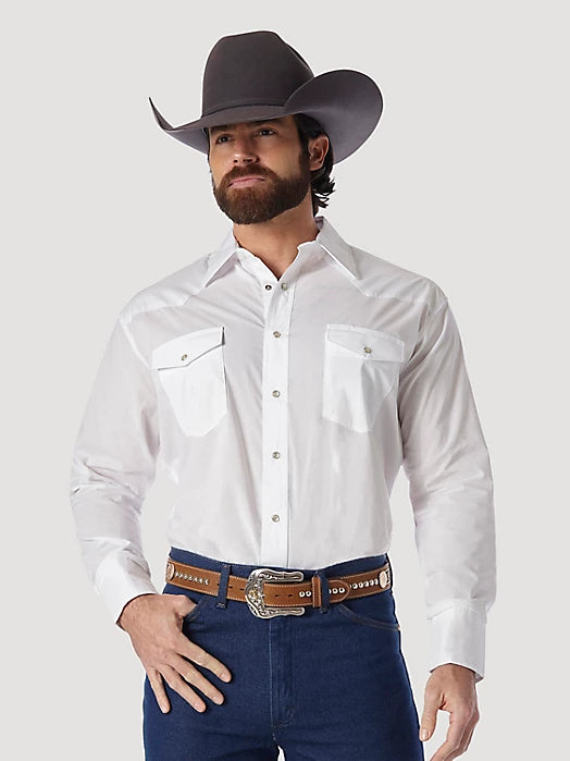 Wrangler Men's Long Sleeve Shirt - White Solid