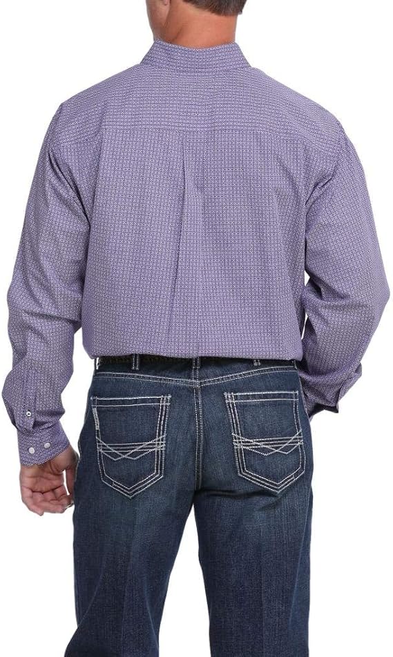 Cinch Men's Long Sleeve Western Shirt - Geometric Print Purple & White