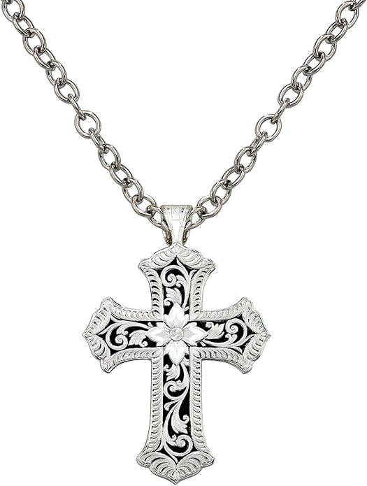 Montana Silversmiths Antiqued Scalloped Cross Necklace