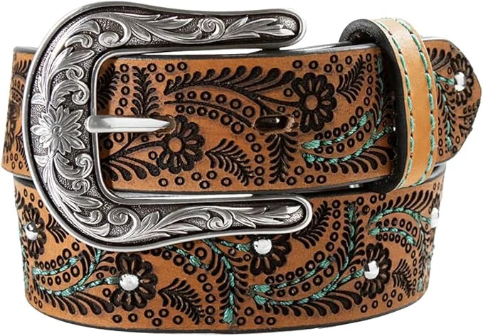 Nocona Girl's Turquoise Stitch Paisley Belt