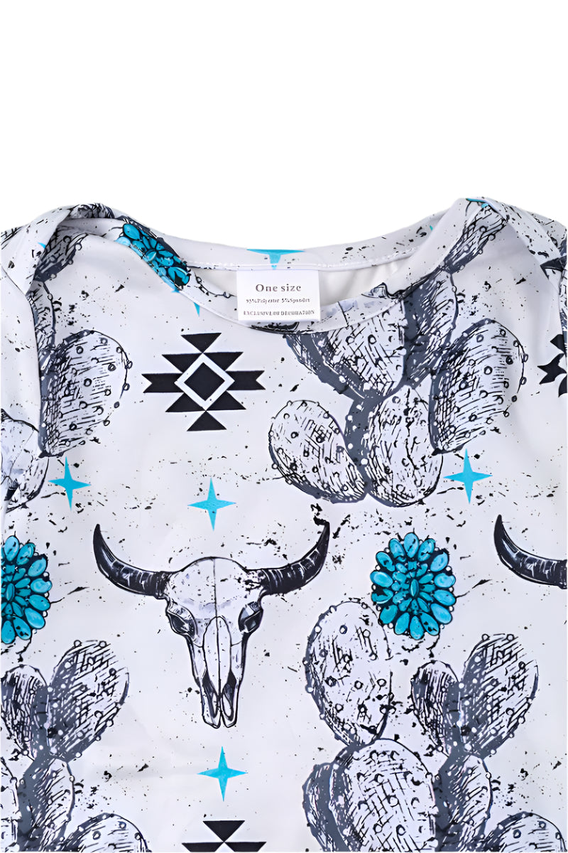 Kids Charm Cactus & Bull Skull Printed Infant Gown