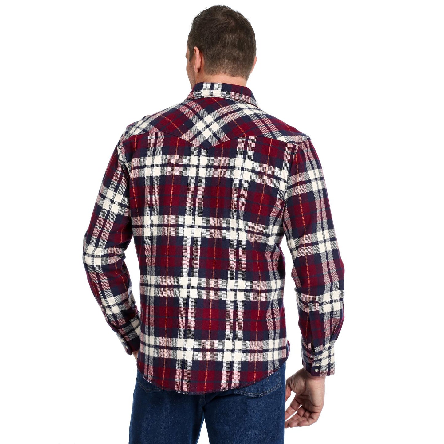 Wrangler Men's Long Sleeve Brushed Flannel Plaid Shirt