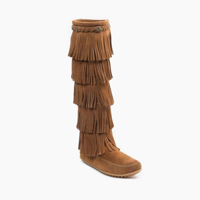 Minnetonka Women's 5 Layer Fringe Dusty Brown Boots