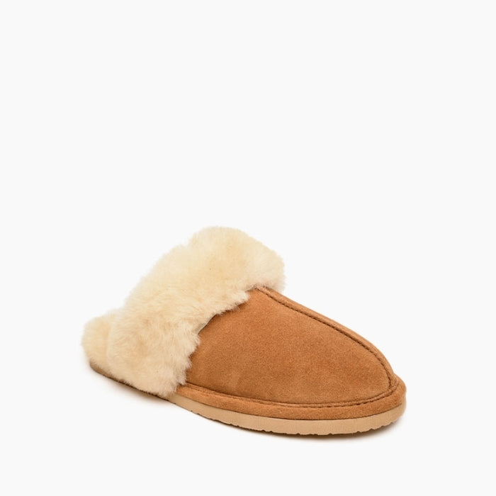 Minnetonka Women's Sheepskin Slide Golden Tan Slippers