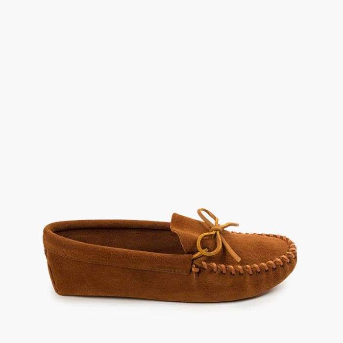 Minnetonka Men's Slippers - Brown Leather Laced Softsole