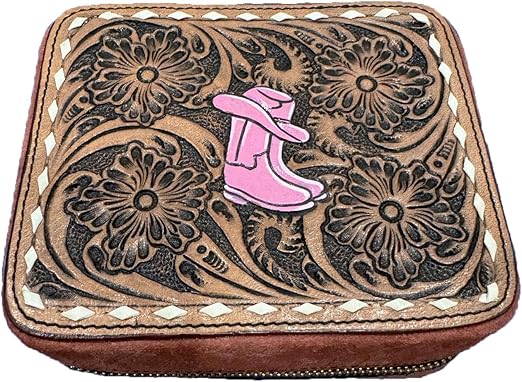 Challenger Western Tooled Jewelry Travel Case Box