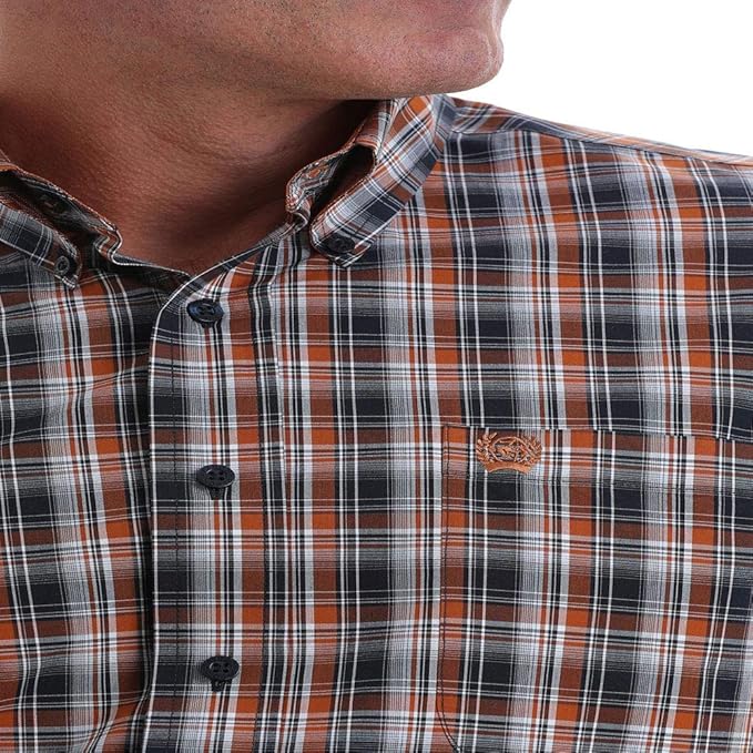 Cinch Men's Long Sleeve Western Shirt - Black, Brown & Grey Plaid