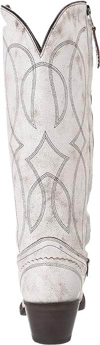 Tony Lama Women's Crackled White with Snip Toe and Zipper