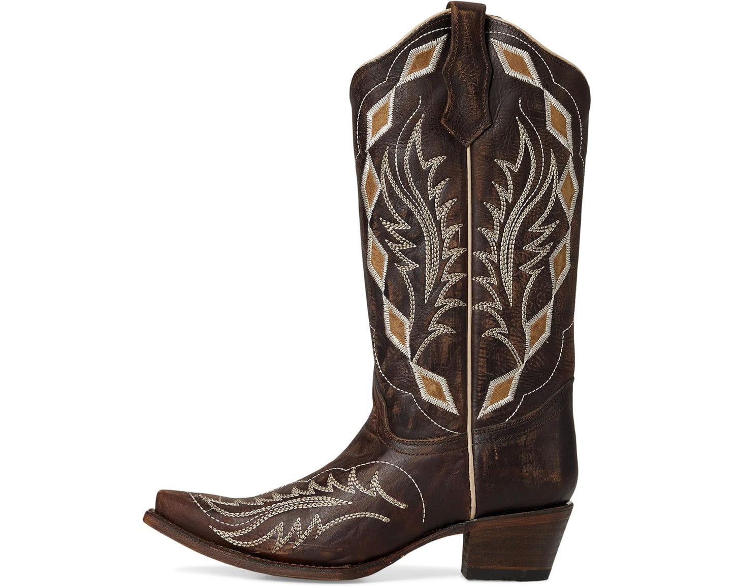Corral Boots Women's Chocolate Laser and Embroidery Snip Toe Boots